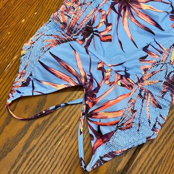 Jessica Simpson Swimwear Bathing Suit One Piece Lilac Floral Tropical Print XL - Picture 2 of 8